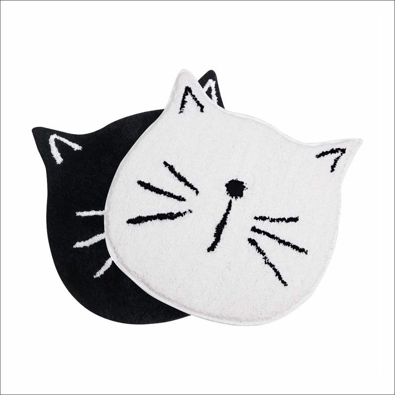 SRX Cotton Door Mat  (white and black, Medium, Pack of 2)