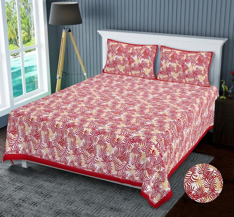 PYAARA PRINTS 555 TC Cotton King Printed Flat Bedsheet  (Pack of 1, Maroon)