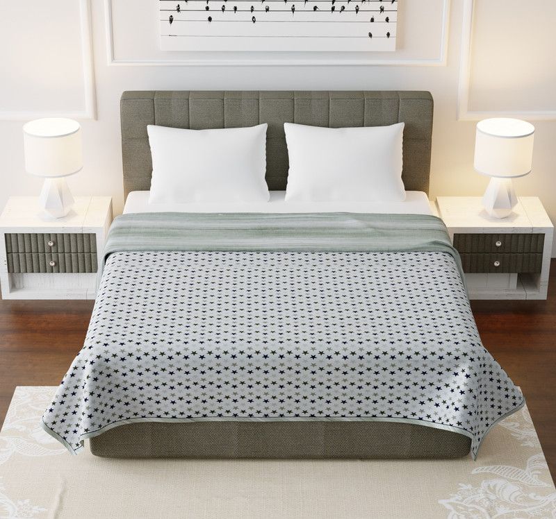 Shubastik Printed Double Dohar for AC Room  (Cotton, Grey 1)