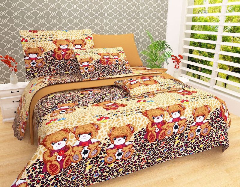 mahadev home furnishing 144 TC Polycotton Double 3D Printed Flat Bedsheet  (Pack of 1, Brown)