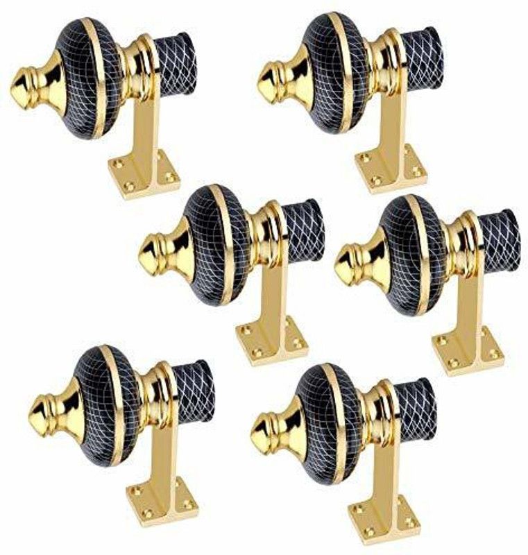 KSA ENTERPRISES Black Rod Rail Bracket Metal  (Pack of 6)