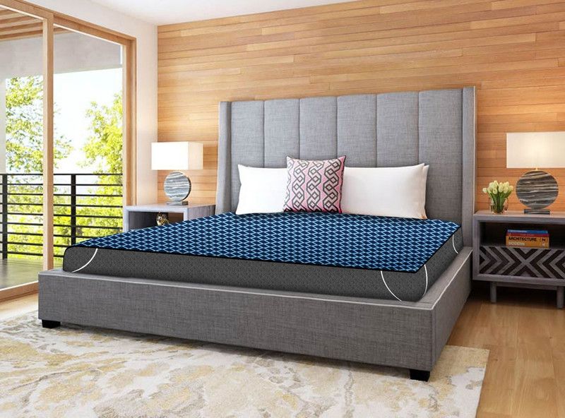 The Furnishing Tree Elastic Strap King Size Waterproof Mattress Cover  (Blue)