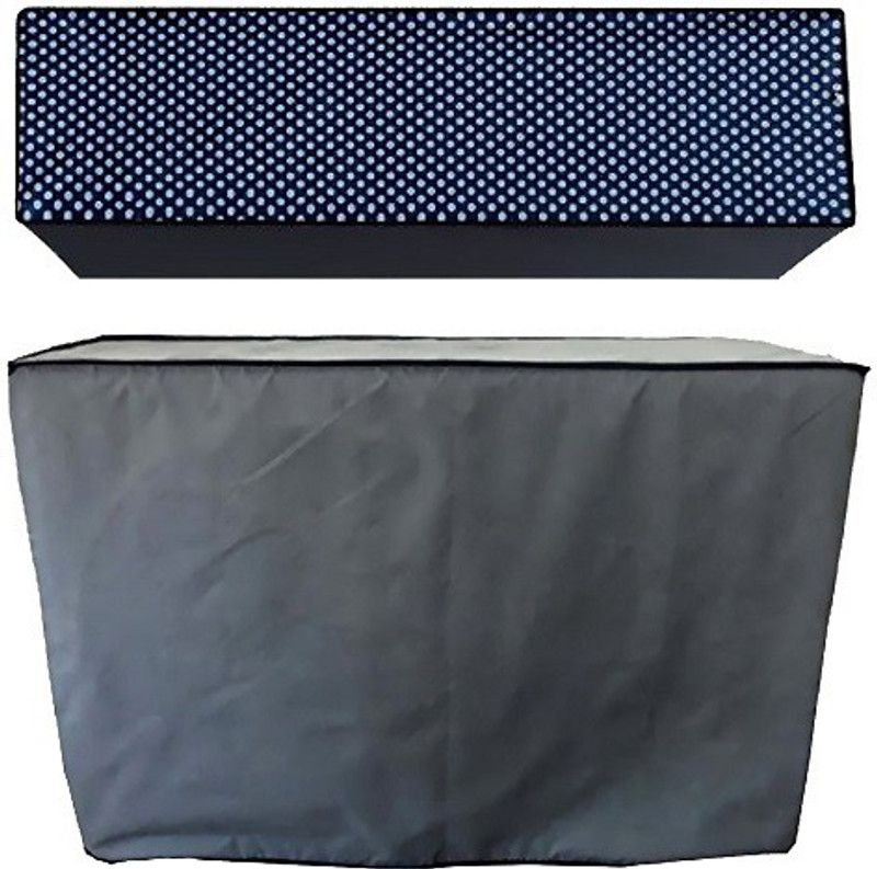 JM Homefurnishings Air Conditioner Cover  (Width: 117 cm, Blue, Grey)