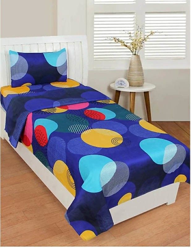 Z Decor 120 TC Cotton Single Floral Flat Bedsheet  (Pack of 1, Blue)