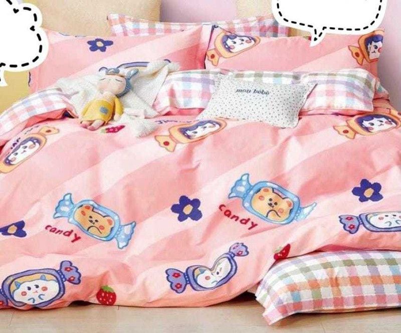 Microfiber Double Cartoon Bedsheet  (Pack of 1, Multicolor)