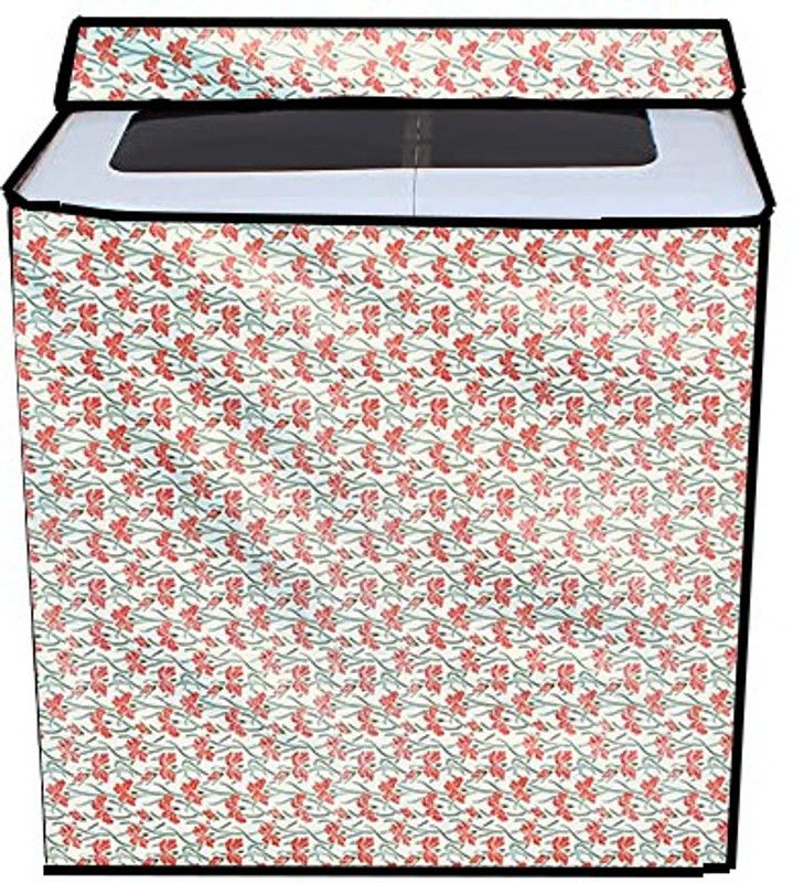 JM Homefurnishings Semi-Automatic Washing Machine Cover  (Width: 82 cm, Orange, Green)