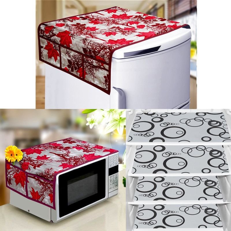 KANUSHI Refrigerator Cover  (Width: 91 cm, Maroon)