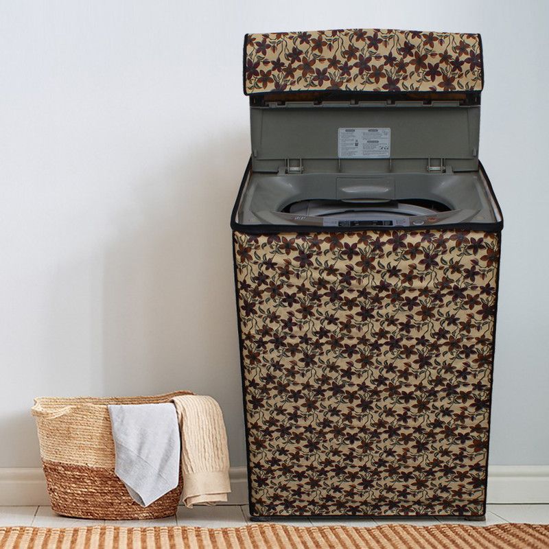 Dream Care Top Loading Washing Machine Cover  (Width: 58.42 cm, Cream, Brown)
