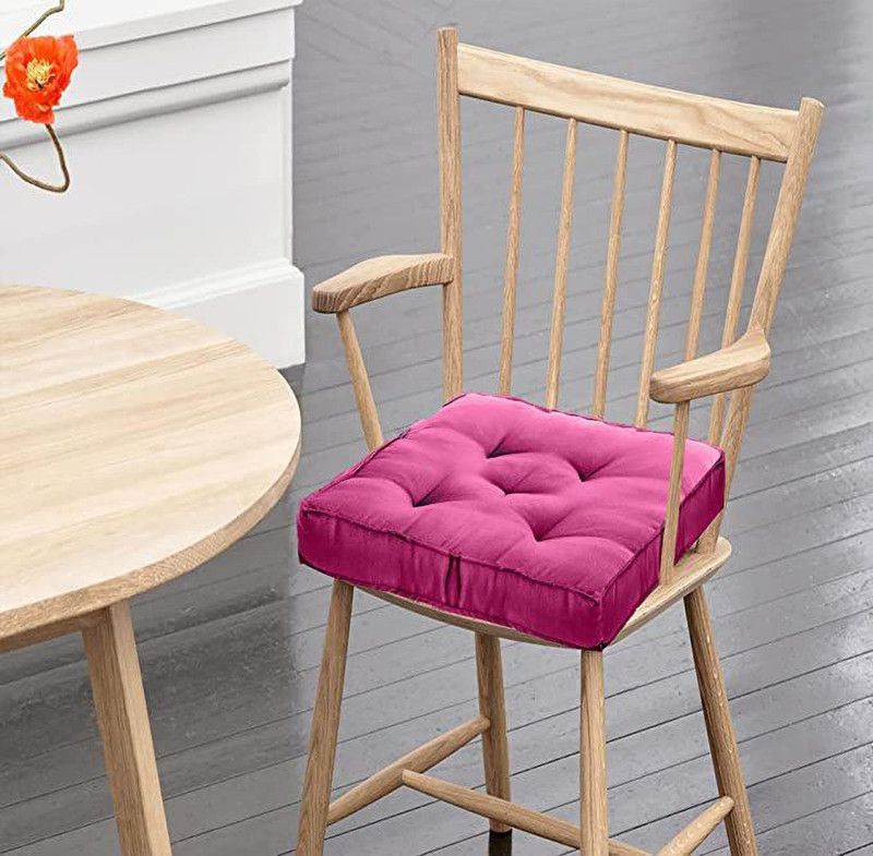 PERASOLE Microfibre Solid Chair Pad Pack of 1  (Pink)