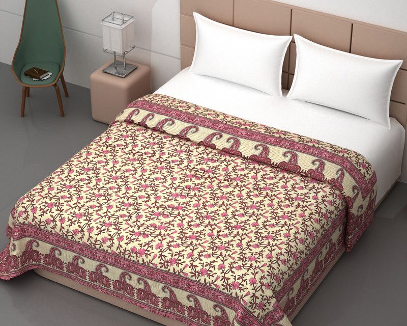 Afashionstreet Floral Double Quilt for Mild Winter  (Cotton, Multicolor)