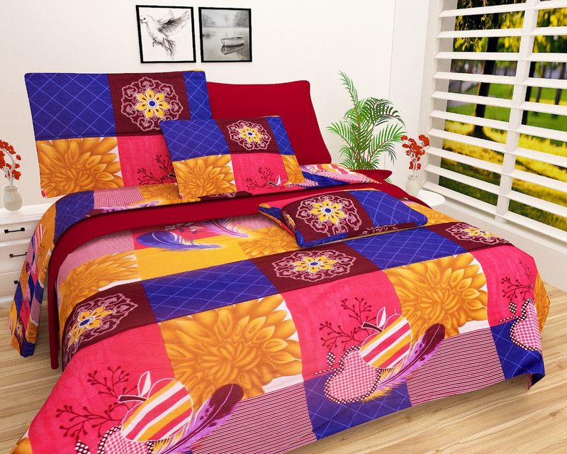 Sehbhagi 144 TC Polycotton Double Floral Flat Bedsheet  (Pack of 1, HHG3D937)
