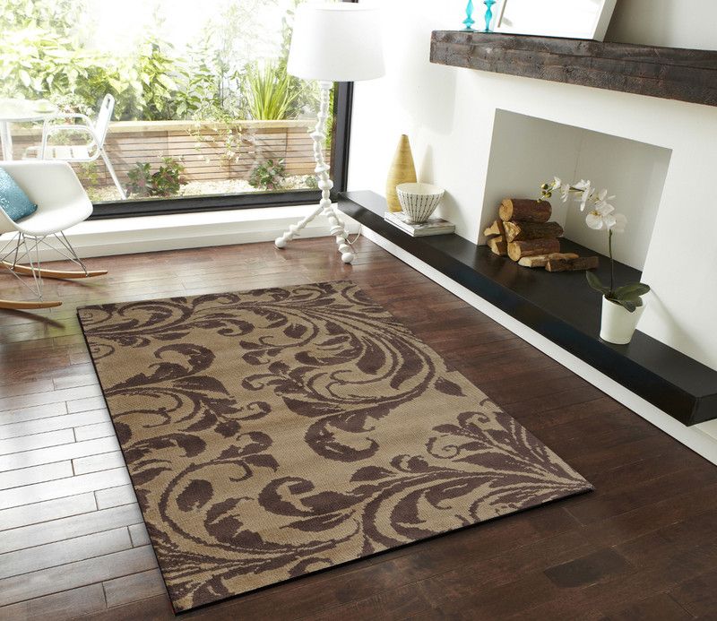FURNISHINGLAND Gold, Brown Polyester Area Rug  (91 cm, X 153 cm, Rectangle)