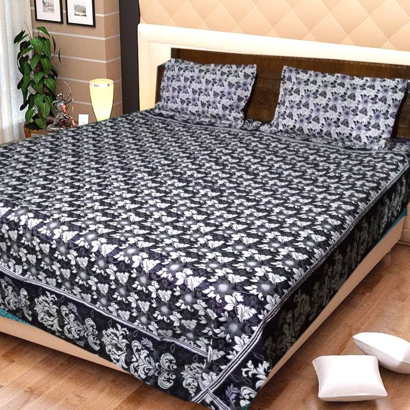 Exotic Home 1 TC Cotton King Self Design Fitted & Flat Bedsheet  (Pack of 1, Purple)