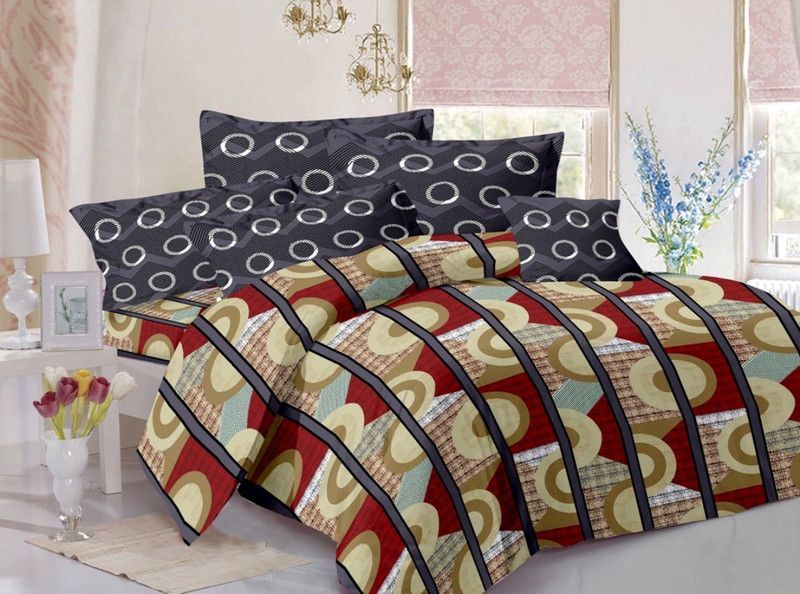 Welhouse India Cotton Double Abstract Flat Bedsheet  (Pack of 1, Multicolor)