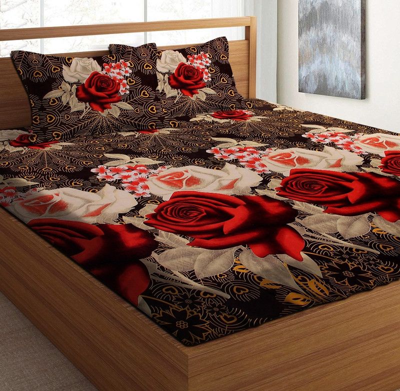 ANTRIN 160 TC Polycotton Double Floral Flat Bedsheet  (Pack of 1, Multicolor)
