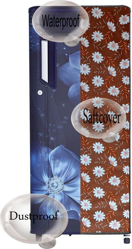 AAVYA UNIQUE FASHION Refrigerator Cover  (Width: 53.4 cm, Brown,Whiteflower)