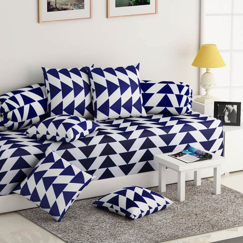 Gurnoor Polycotton Abstract Diwan Set  (Blue)