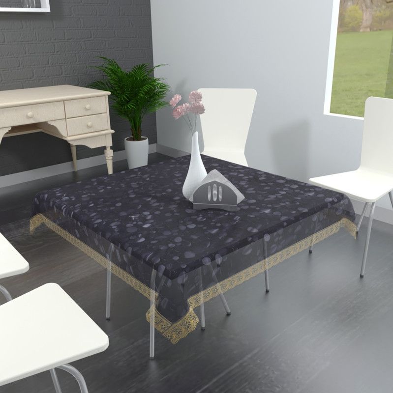 TANLOOMS Solid 4 Seater Table Cover  (Transparent, PVC)