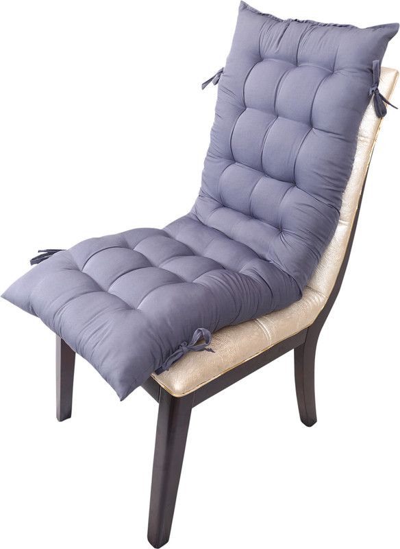 Raghunandi Creations Long Chair Pad Cotton Solid Chair Pad Pack of 1  (Grey)