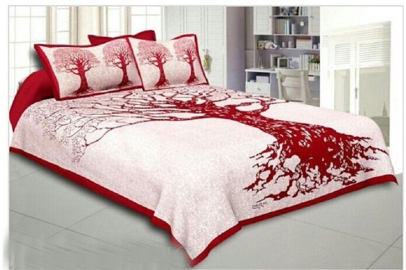 140 TC Microfiber Double Jaipuri Prints Bedsheet  (Pack of 1, Red)