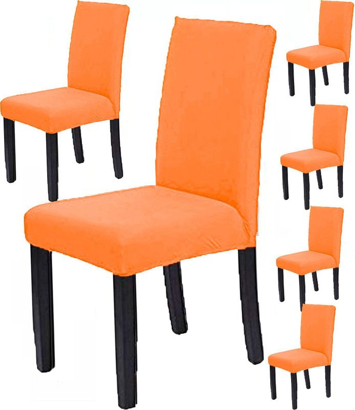 VRSS Polycotton Plain Chair Cover  (Orange Pack of 6)