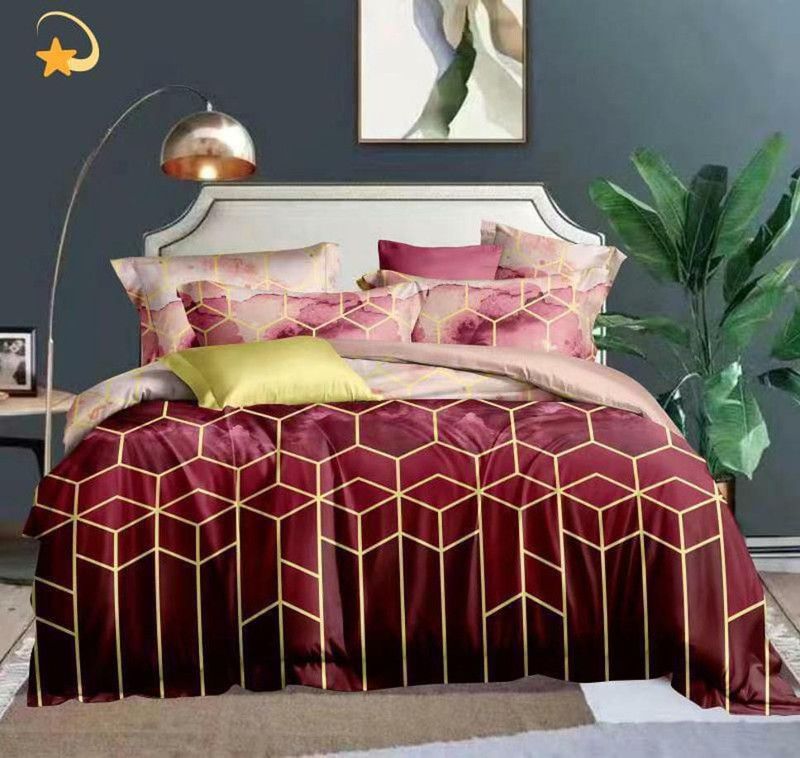 KTB TRENDS 240 TC Cotton Queen Checkered Flat Bedsheet  (Pack of 1, Maroon)
