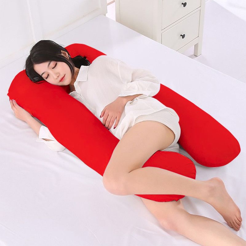 AVI Microfibre Solid Body Pillow Pack of 1  (Red)