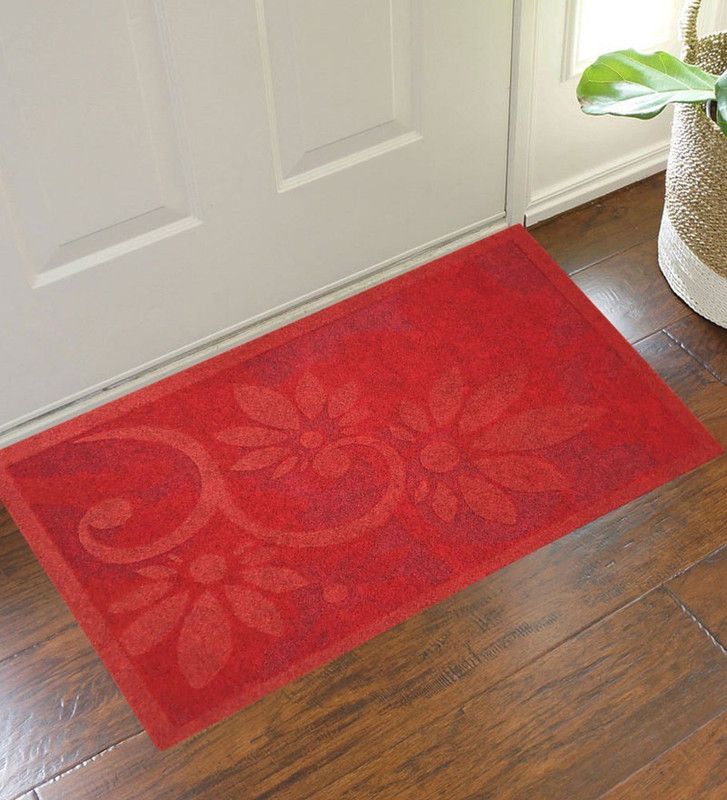 Chaque Decor Polyester Door Mat  (Red, Medium)