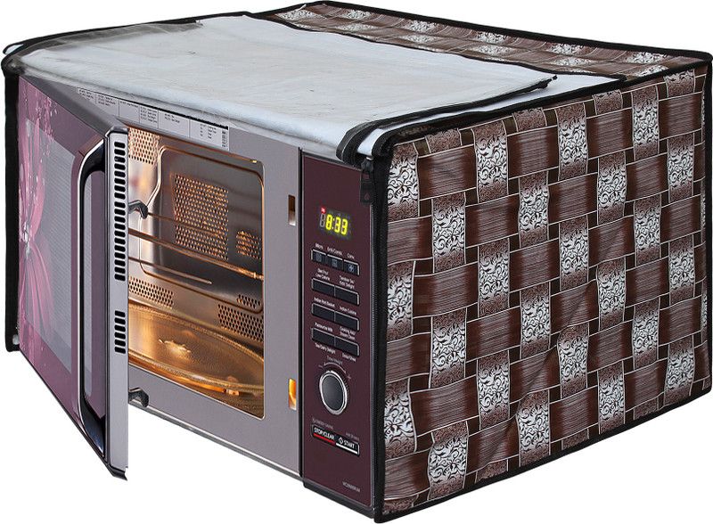 Glassiano Microwave Oven Cover  (Width: 46.99 cm, Brown, White)
