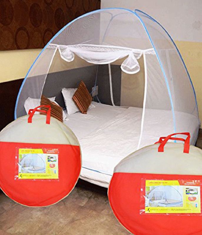 Athena Creations Polyester Adults Washable Foldable Double Bed Mosquito Net Mosquito Net  (Suttle Blue, Tent)