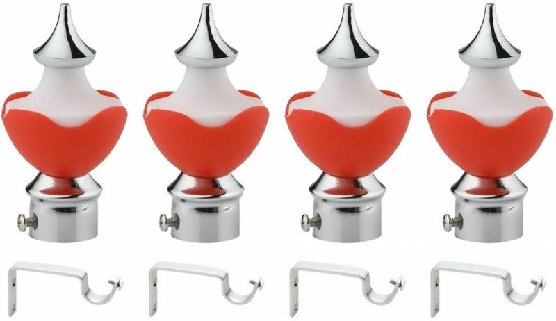 krina Silver, Red Rod Rail Bracket, Curtain Knobs Metal  (Pack of 8)