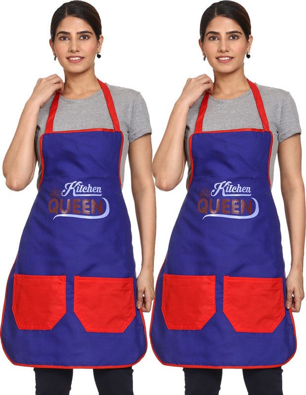 Cotton Chef's Apron - Free Size  (Light Blue, Pack of 2)