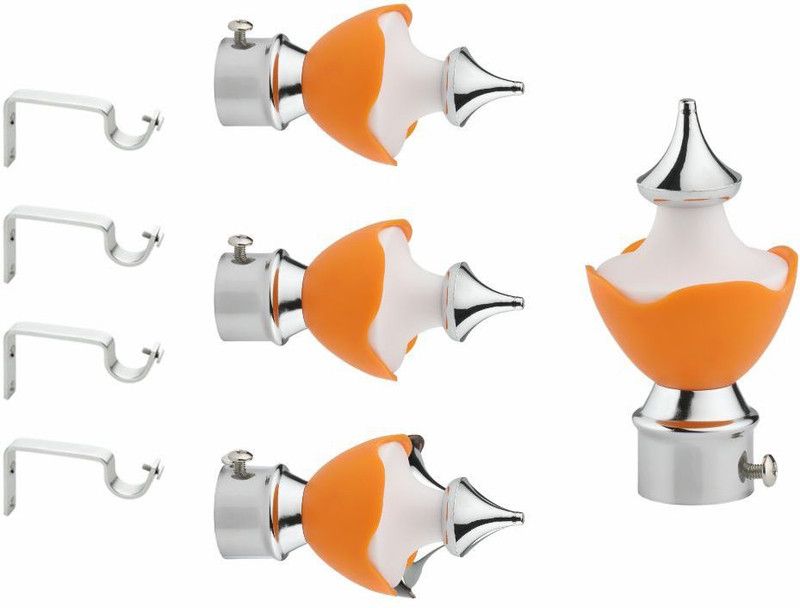 CELLRICH Silver, Orange Rod Rail Bracket, Curtain Knobs Metal