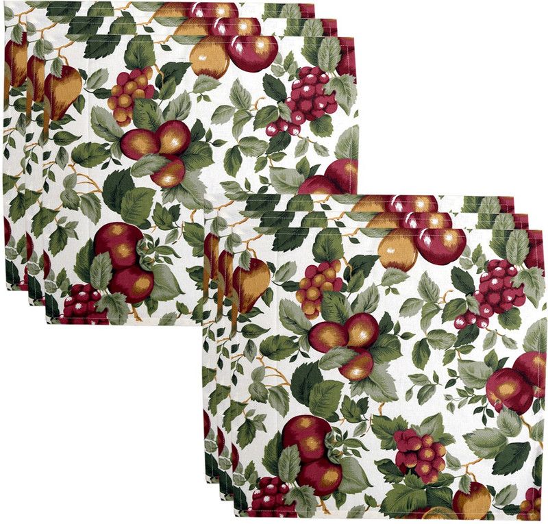 Table Napkin Cotton(18 * 18 INCHES), Perfect for Gifting and upgrading Your Home décor Green, Orange Napkins  (6 Sheets)