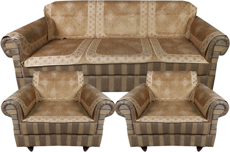 MONKDECOR Velvet Abstract Sofa Cover  (Gold Pack of 12)