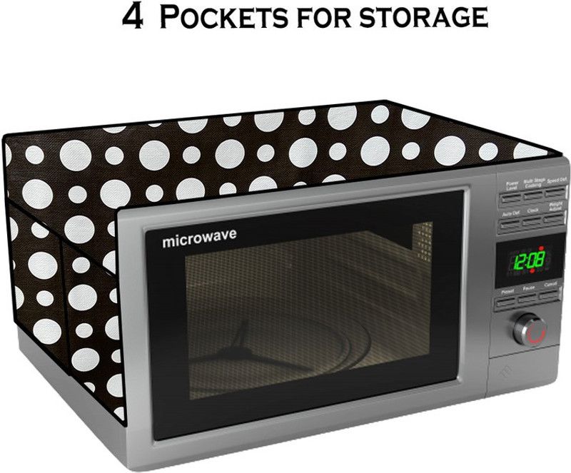 KVAR Microwave Oven Cover  (Width: 51 cm, Black, White)