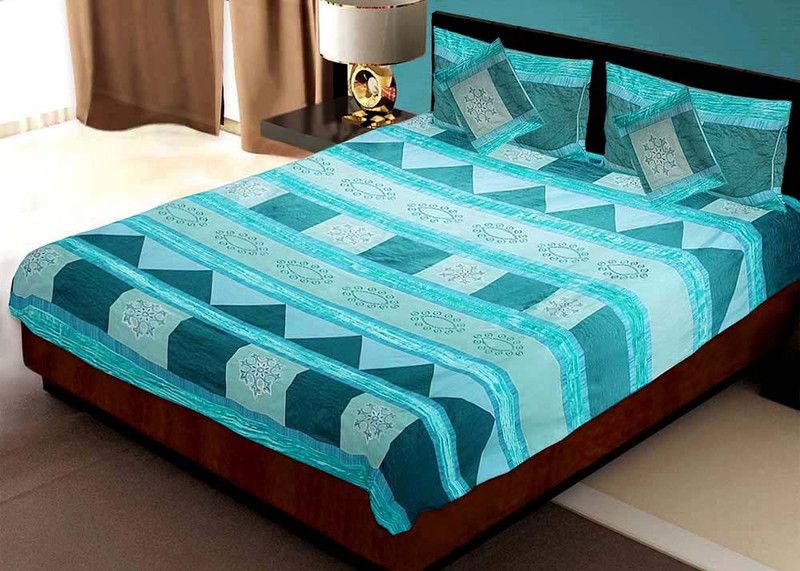 Indian Gift Emporium Polyester Double Bed Cover  (Blue)