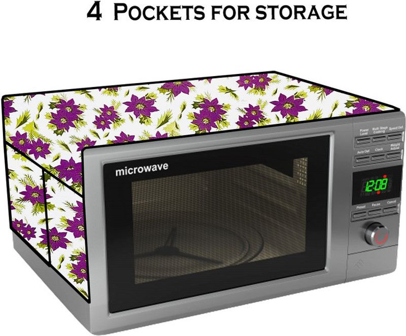 KVAR Microwave Oven Cover  (Width: 50 cm, Purple, White)