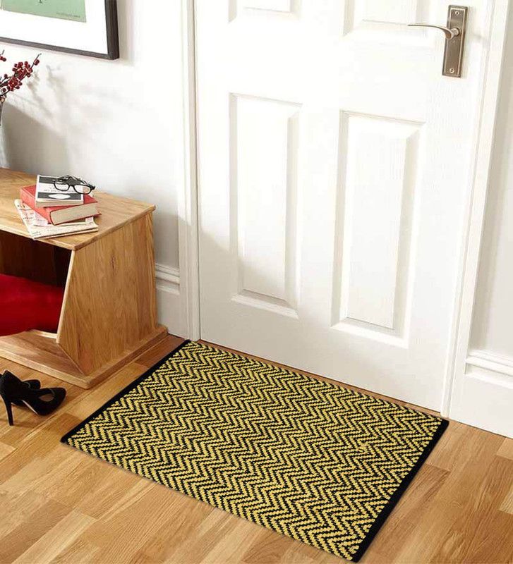 IWS Cotton Door Mat  (Yellow, Medium)