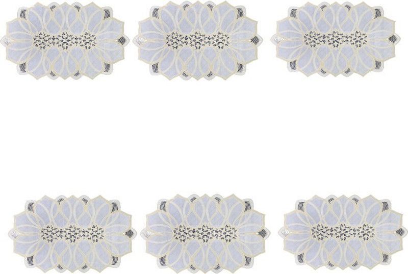 DELHI PVC CORP Oval Pack of 6 Table Placemat  (White, PVC)