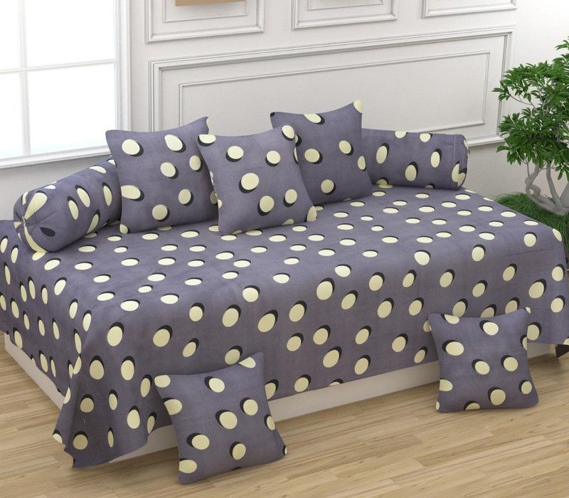 Trendz decor Cotton Geometric Diwan Set  (Grey)