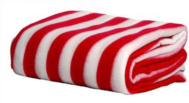 Shreejee Striped Single Fleece Blanket for AC Room  (Microfiber, Red)