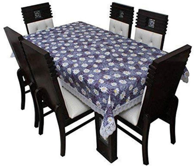 TANLOOMS Floral 10 Seater Table Cover  (Blue, PVC)