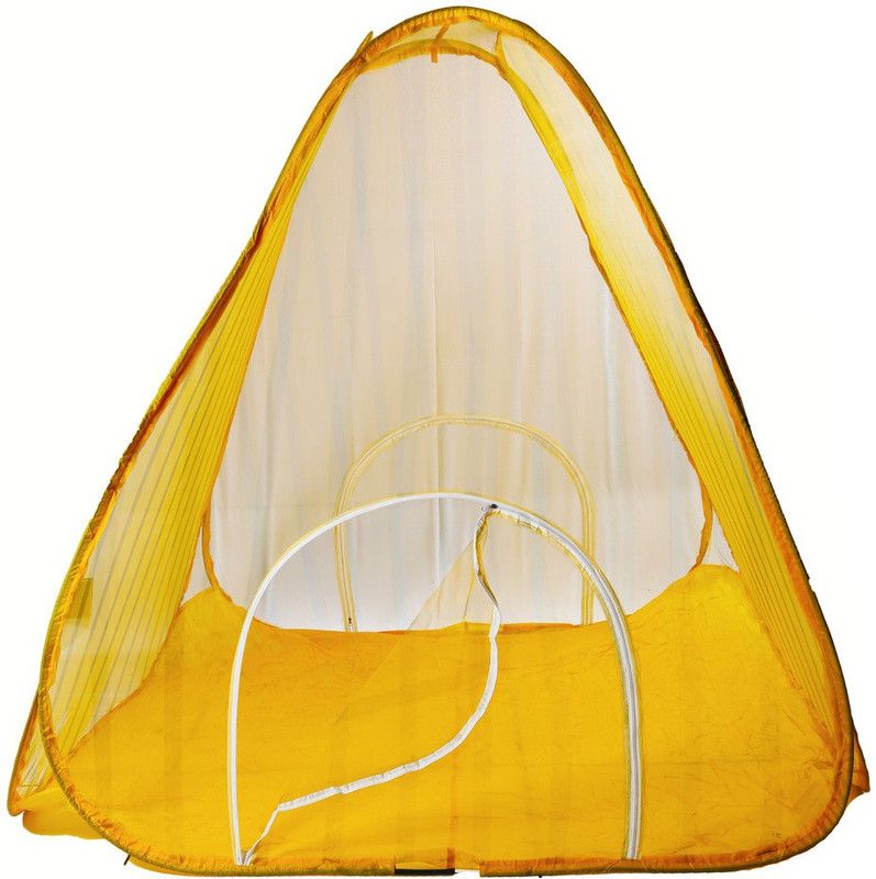 RIDDHI Nylon Adults Washable 35 mtr yellow foldable 6x6 tent muito protection net Mosquito Net  (Yellow, Ceiling Hung)