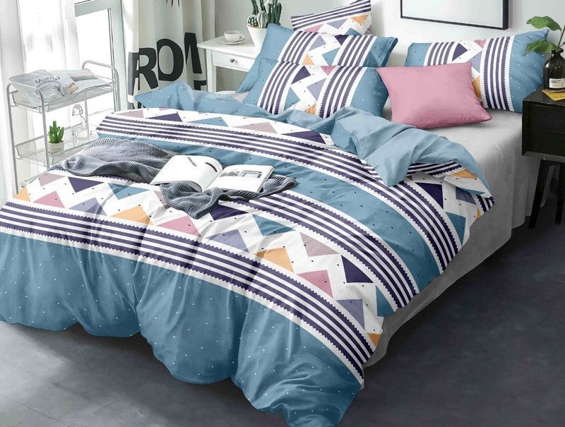 SOMYA GEMS 290 TC Microfiber Double Printed Flat Bedsheet  (Pack of 1, Blue)
