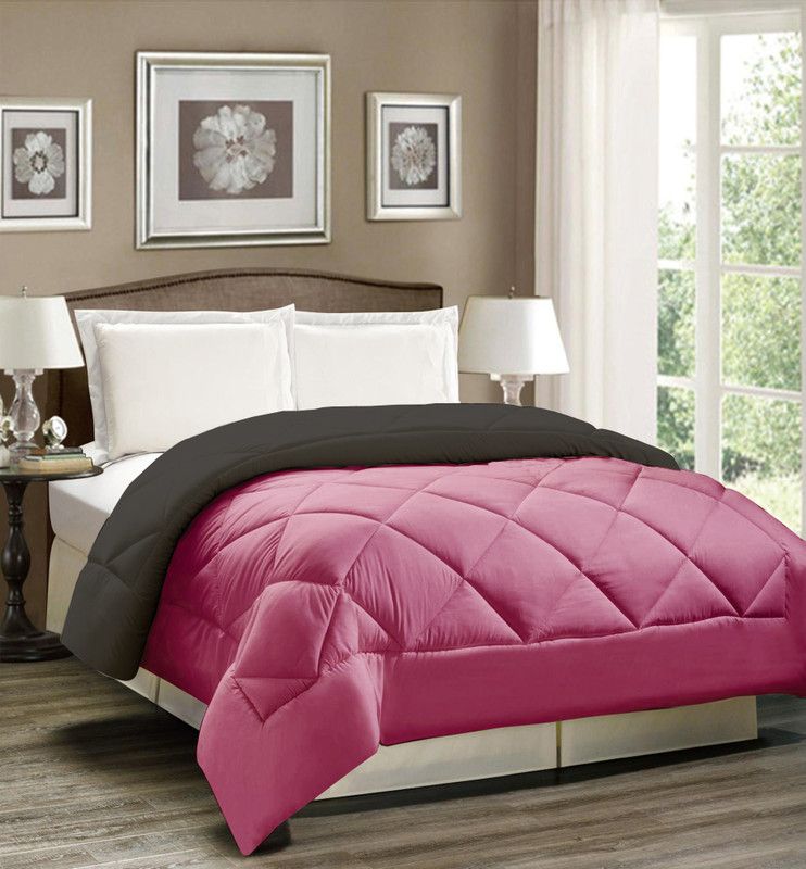 AVI Solid Single Comforter for Heavy Winter  (Polyester, Black-Wine)