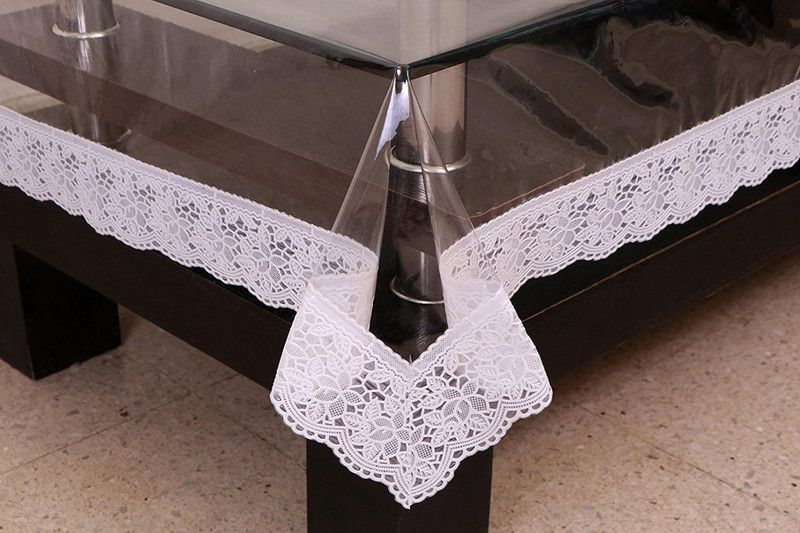 Ritika Evergreen Solid 4 Seater Table Cover  (Transparent, PVC)