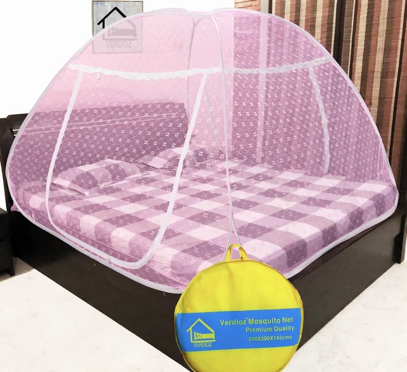 VERDIOZ Polyester Adults Washable (DOUBLE BED KING SIZE) Mosquito Net  (Pink, Tent)