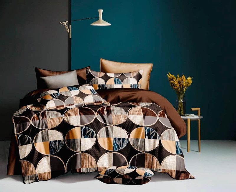 250 TC Cotton Double King Printed Bedsheet  (Pack of 1, brown)