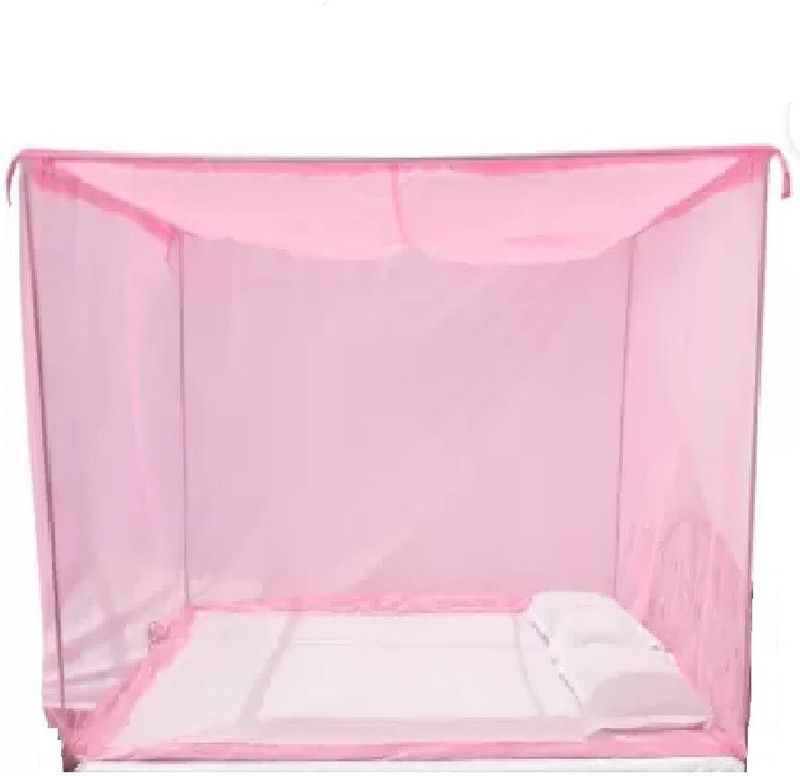 VIVAAN Nylon Adults Washable Double Bed (3X6) Mosquito net to protect Various Insects Mosquito Net  (Pink, Frame Hung)